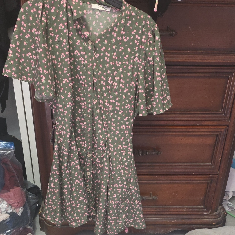 Blush Green and Pink Floral Dress